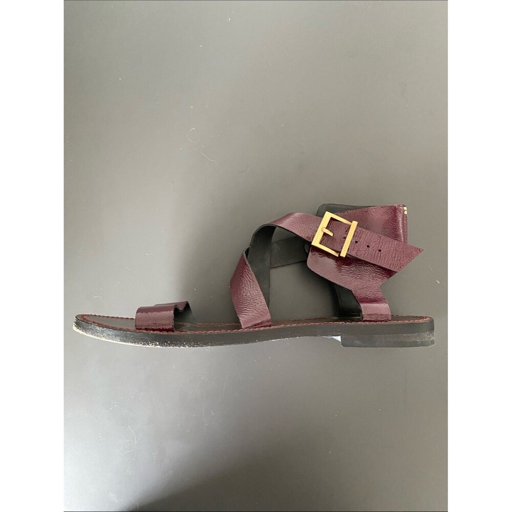 Zadig & Voltaire Burgundy Patent Leather Strap Sandals 3D Skull Italy Sz 40/ 9